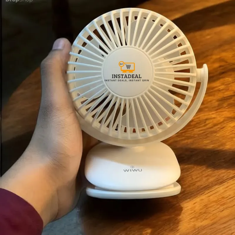 NEW!! mini Clip Fan 360 Degree Rotation Rechargeable Fan (WiWu FS03)- White Color - Image 4