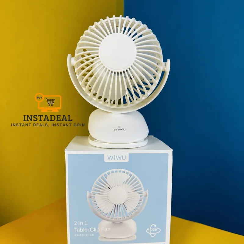 NEW!! mini Clip Fan 360 Degree Rotation Rechargeable Fan (WiWu FS03)- White Color - Image 7