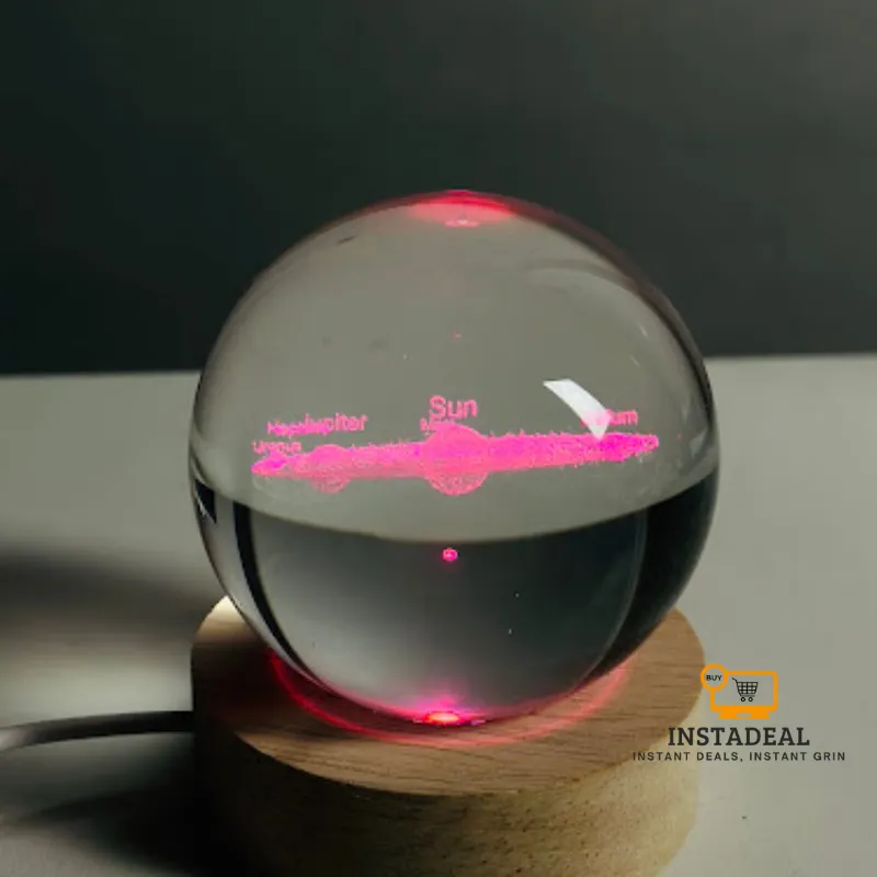 3D Crystal Ball-Solar System With Stars (7 Color Base)