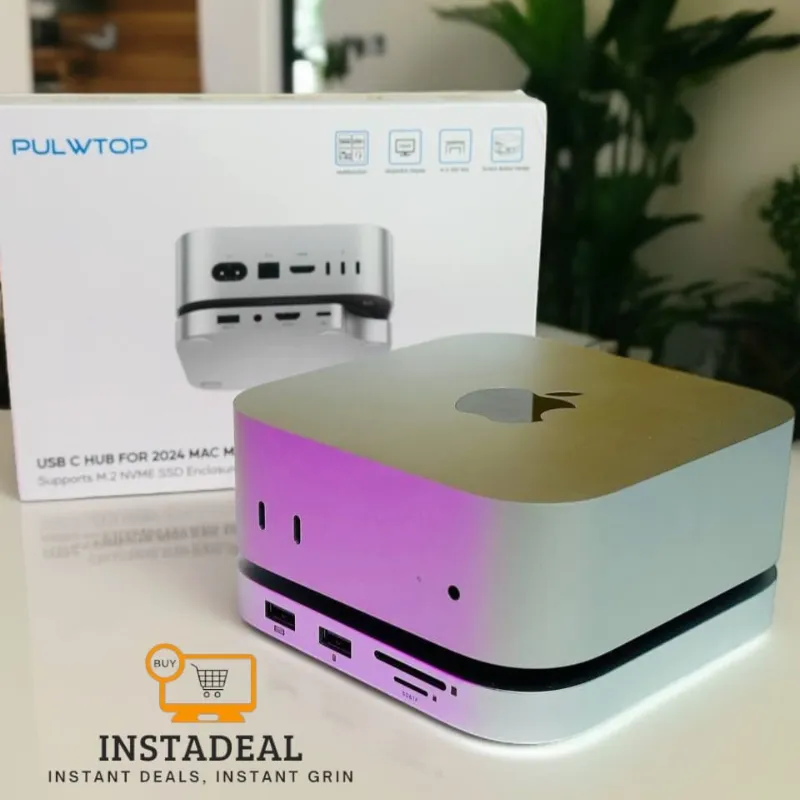 PULWTOP Mac mini M4 M4 Pro Hub Stand Dock with External Storage Upgrade M2 SSD Enclosure SSD NOT Included