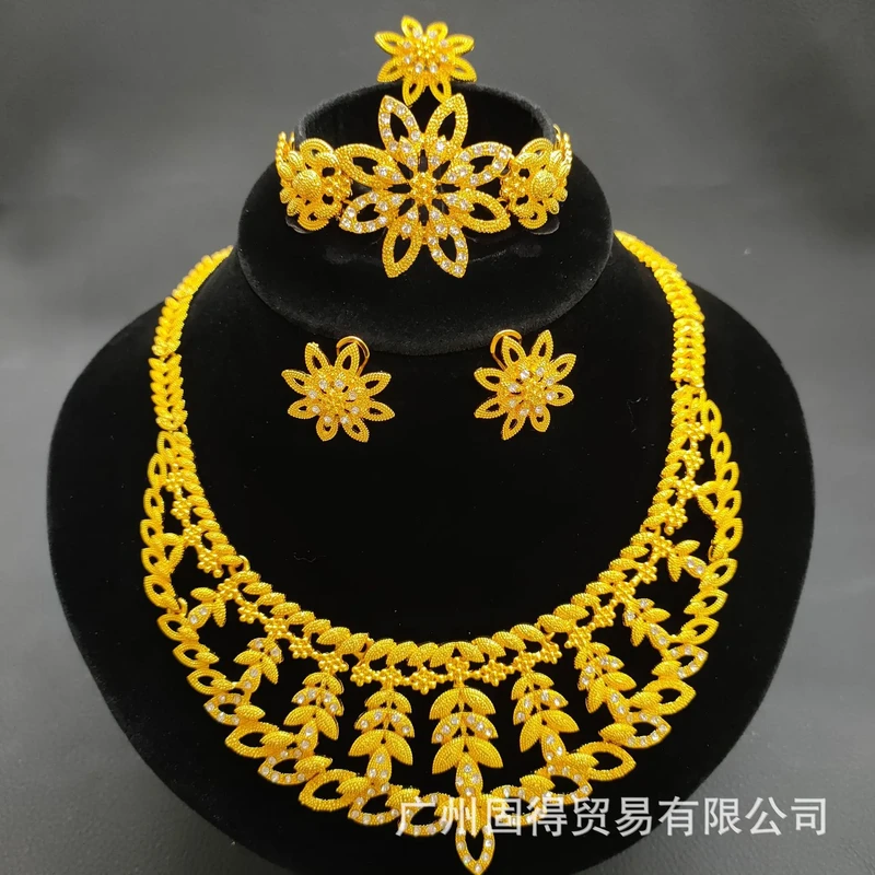 Dubai 24K Gold Plated 4Pcs Necklace Set-314