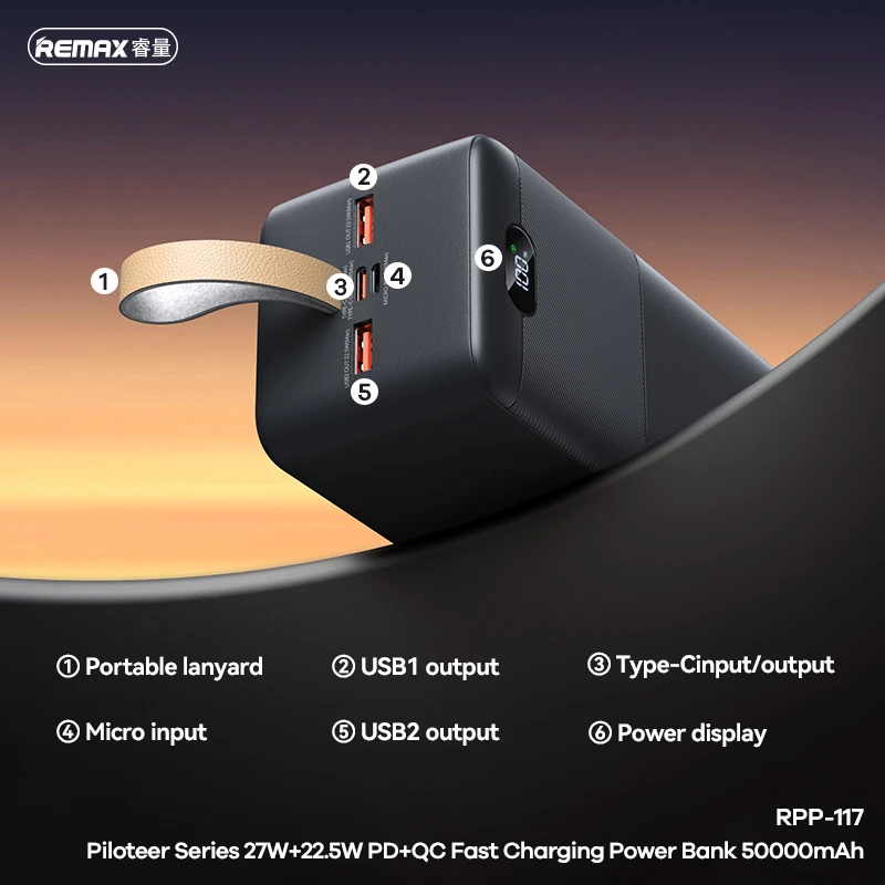 Remax RPP-117 50,000mAh 27W+22.5W Power Bank