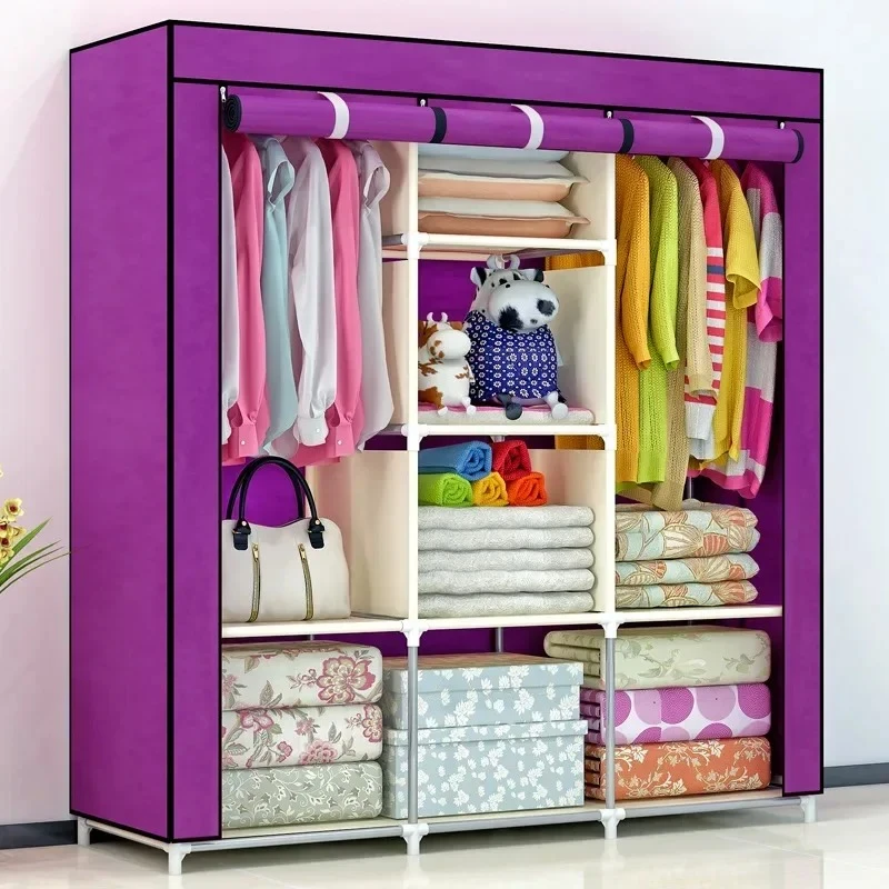 Cloth & storage wardrobe for Home And office(Purple)