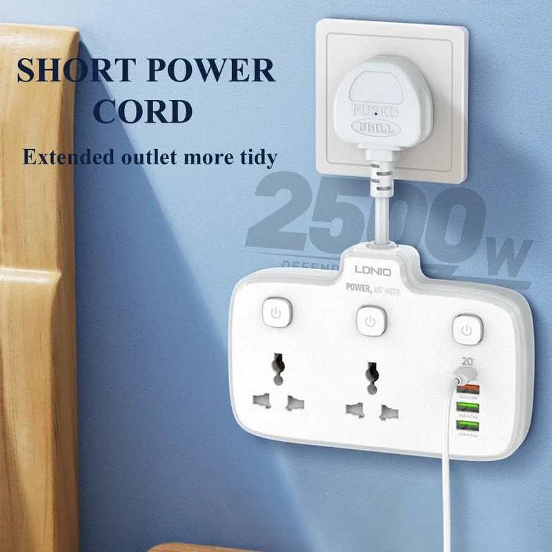 LDNIO SC2413 2500W PD20W Power Strip - Image 4