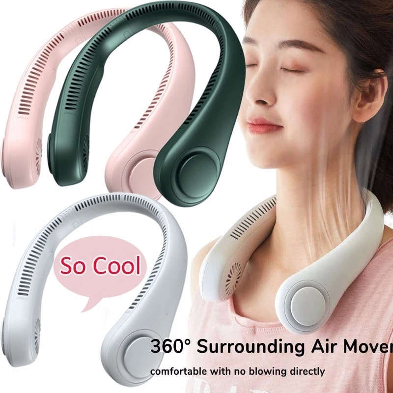 USB Rechargeable Portable Mini Bladeless Neck Fan Neck Cooler-ডেলিভারী চার্জ ফ্রী