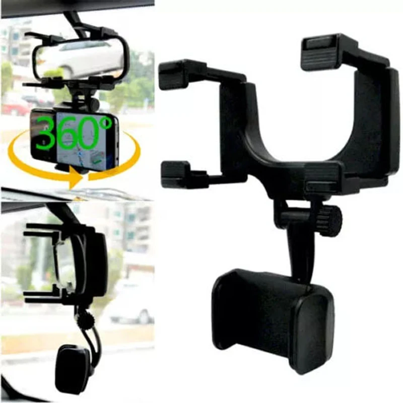 360 Degree Rearview Mirror Car Phone Holder-ডেলিভারী চার্জ ফ্রী