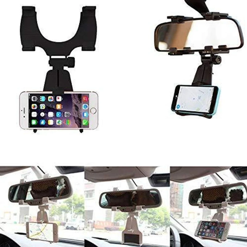 360 Degree Rearview Mirror Car Phone Holder-ডেলিভারী চার্জ ফ্রী