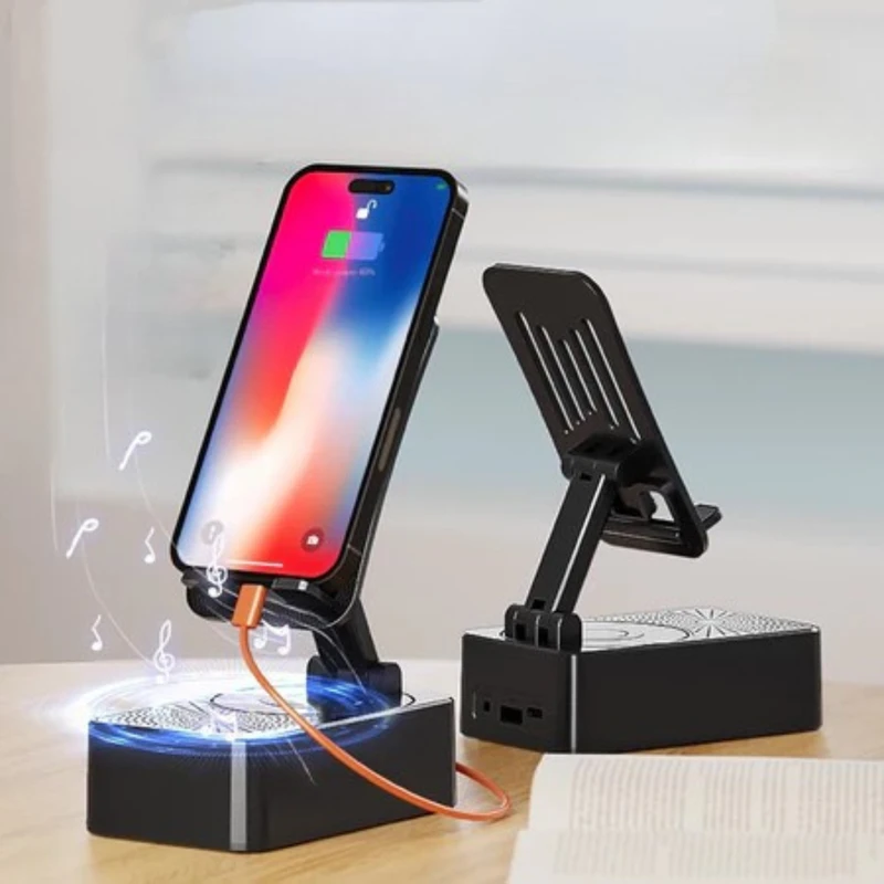3 In 1 Mobile Phone Bracket Bluetooth Speaker Power Bank Rotating Foldable Lazy Desktop Holder Stand For Cell Phone Tablets IPad (P-1396)   ডেলিভারী-চার্জ-ফ্রী
