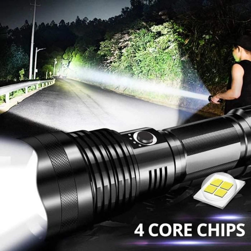 Rechargeable Zoom LED Flashlight USB Torch Light -ডেলিভারী চার্জ ফ্রী