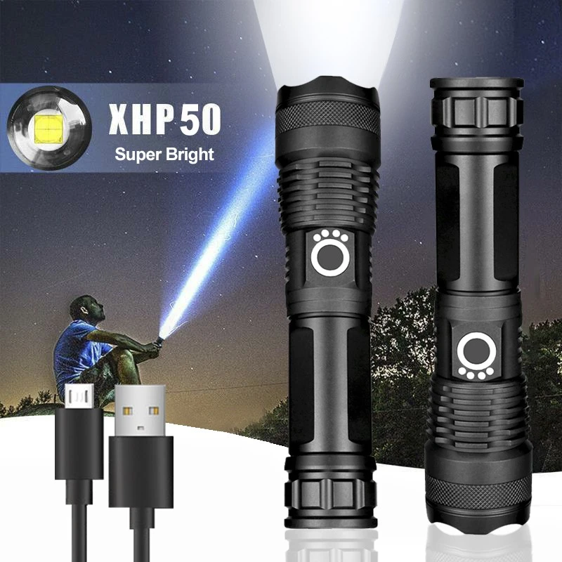 Rechargeable Zoom LED Flashlight USB Torch Light -ডেলিভারী চার্জ ফ্রী - Image 4