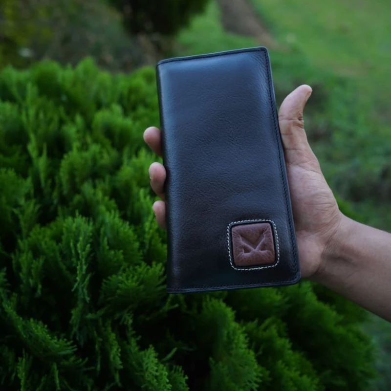 Handmade Original Cow Leather Black Wallet (P-1364) - ডেলিভারী চার্জ ফ্রী