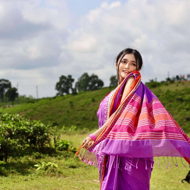 Pure Tangail cotton sari (P-1407)-ডেলিভারী চার্জ ফ্রী