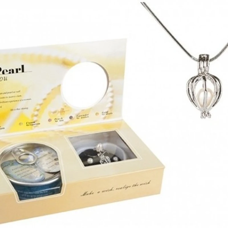 Wish Pearl Pendent Necklace With Charm Gift box (P-1148) - ডেলিভারী চার্জ ফ্রী