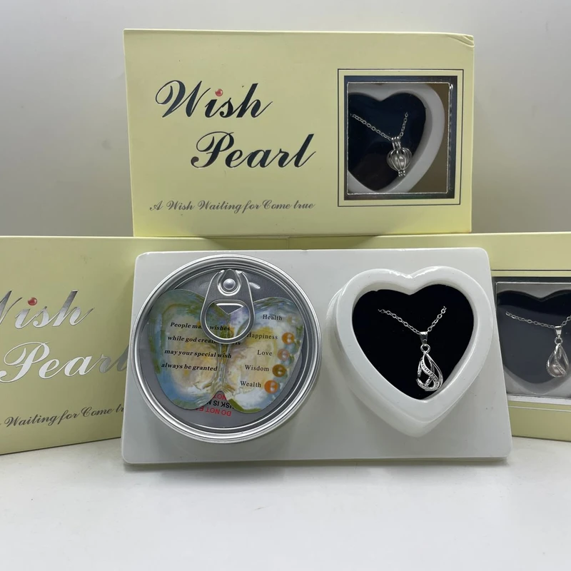 Wish Pearl Pendent Necklace With Charm Gift box (P-1148) - ডেলিভারী চার্জ ফ্রী