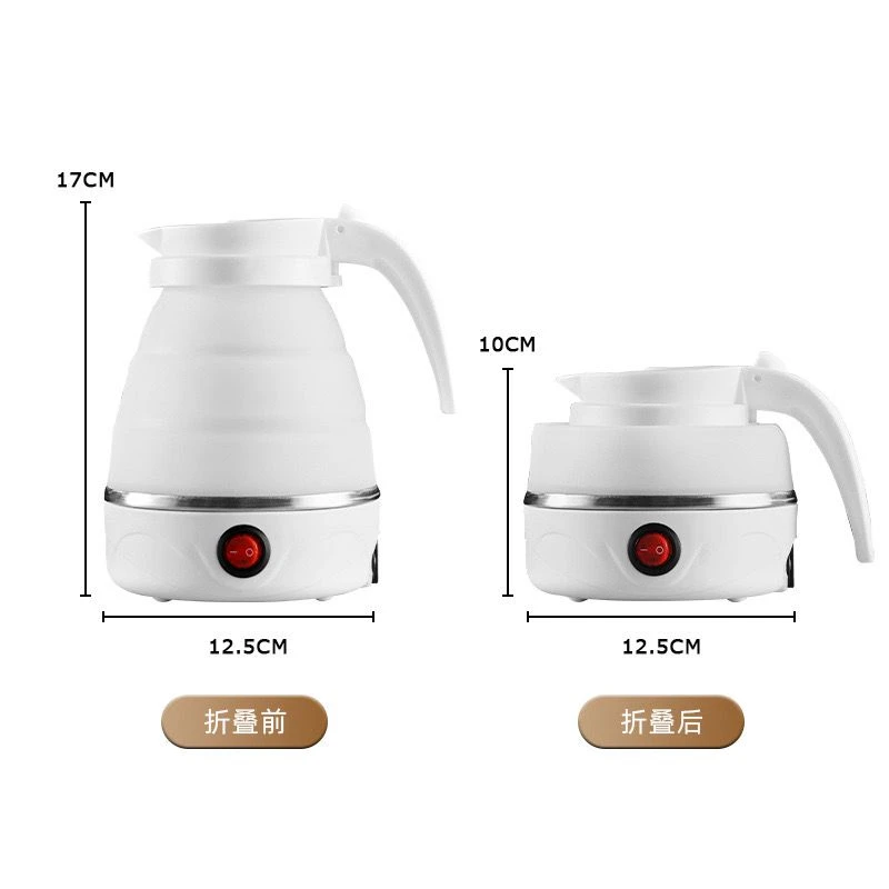 Foldable Portable Kettle | Travel Kettle - Upgraded Food Grade Silicone, 5 Mins Heater To Quickly Foldable Electric Kettle, 600ML