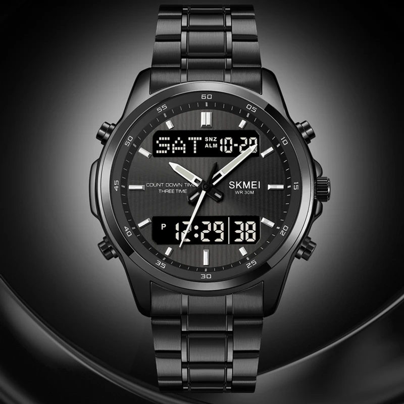 Skmei men electronic watch dual display electronic watch multifunctional fashion business style for men ( master Copy ) (P-1358) - ডেলিভারী চার্জ ফ্রী