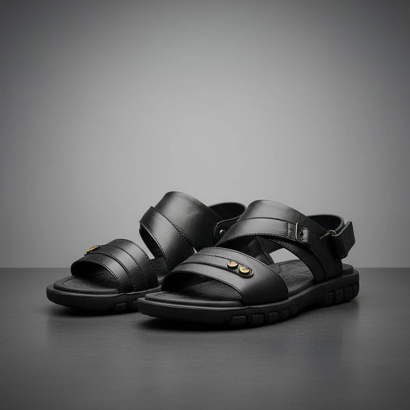 JNK Premium Leather Sandal – Model JS04 (Black) - Image 4