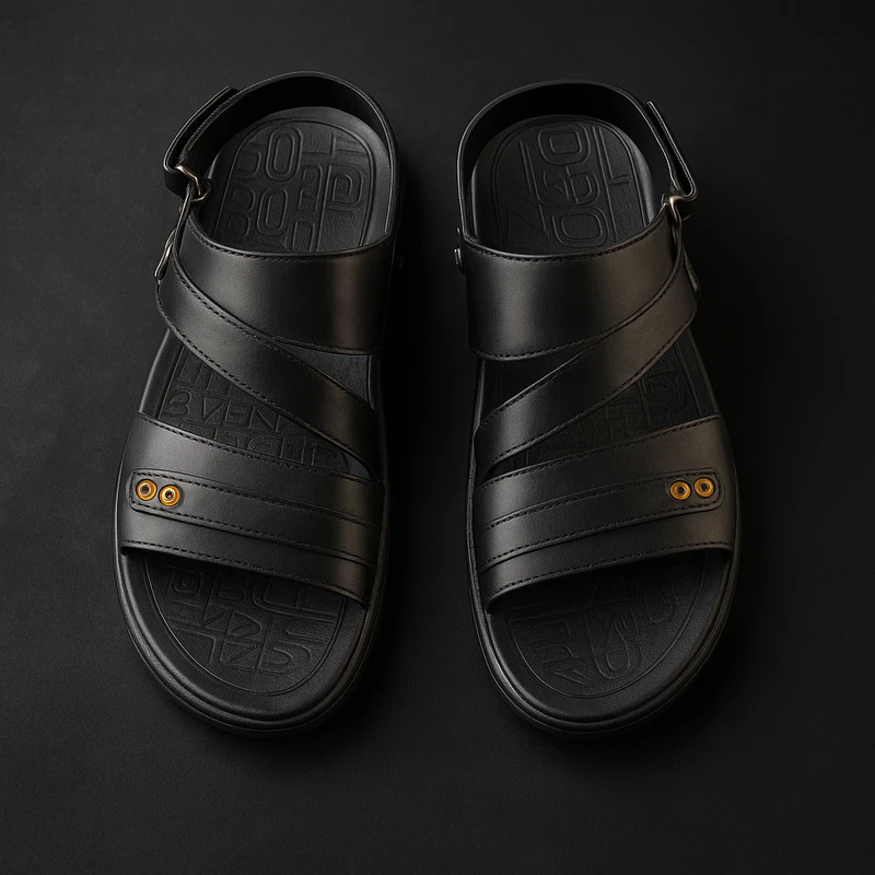 JNK Premium Leather Sandal – Model JS04 (Black) - Image 5