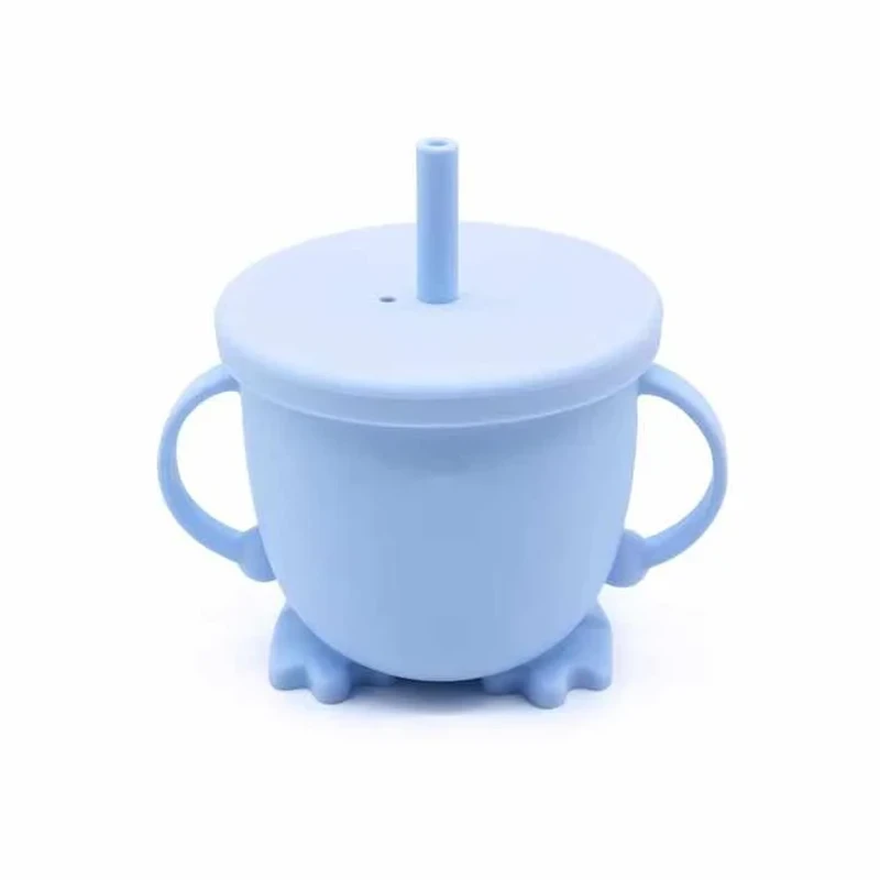 BPA-Free Silicone Sippy Cups/water pot/ mum pot (Sky Blue)