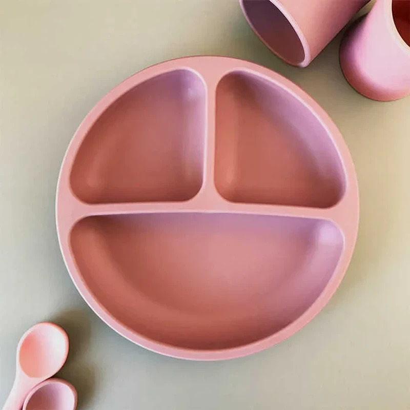 Silicone Baby Plate – BPA Free & Safe (Rose Pink)