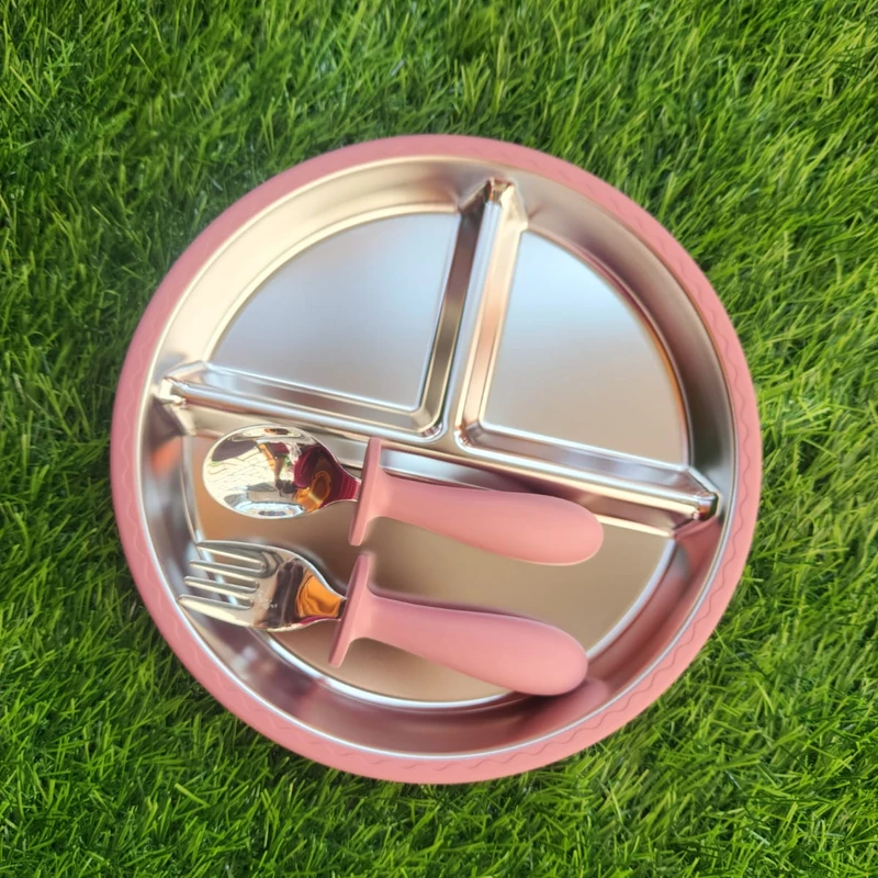 Steel Baby Plate – BPA Free & Safe (Rose Pink)