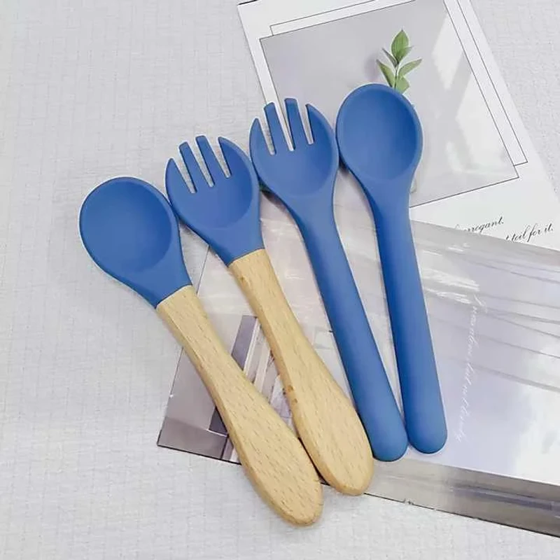BPA Free Baby Full Silicone Fork and  Spoon Sets