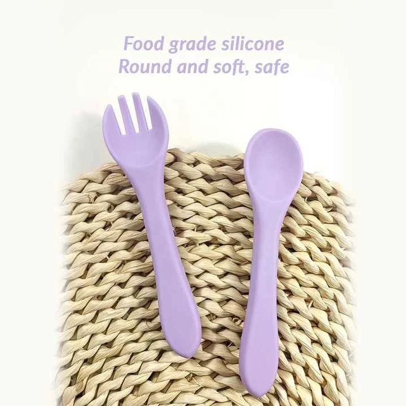 BPA Free Baby Full Silicone Fork and  Spoon Sets - Image 4