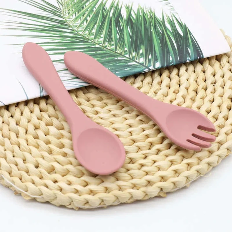 BPA Free Baby Full Silicone Fork and  Spoon Sets - Image 5