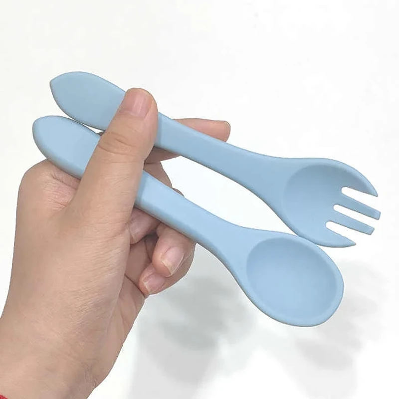 BPA Free Baby Full Silicone Fork and  Spoon Sets - Image 6