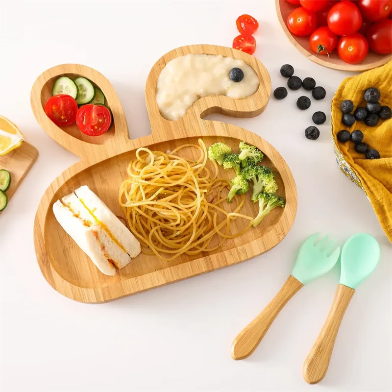 Toddler Suction Rabbit/Bunny Bamboo Plate for Kids - Image 1