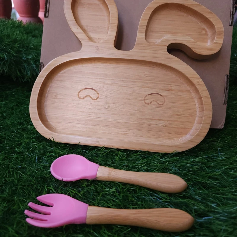 Toddler Suction Rabbit/Bunny Bamboo Plate for Kids - Image 2