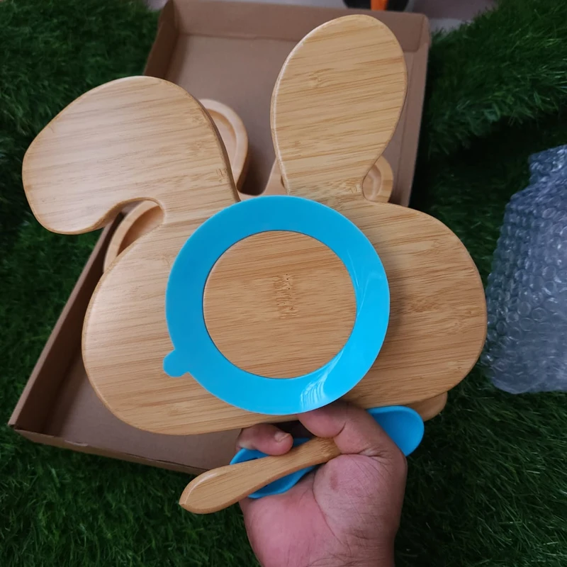 Toddler Suction Rabbit/Bunny Bamboo Plate for Kids - Image 4