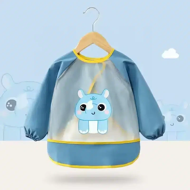 Waterproof Long Sleeve Baby Bib (Deep Blue)