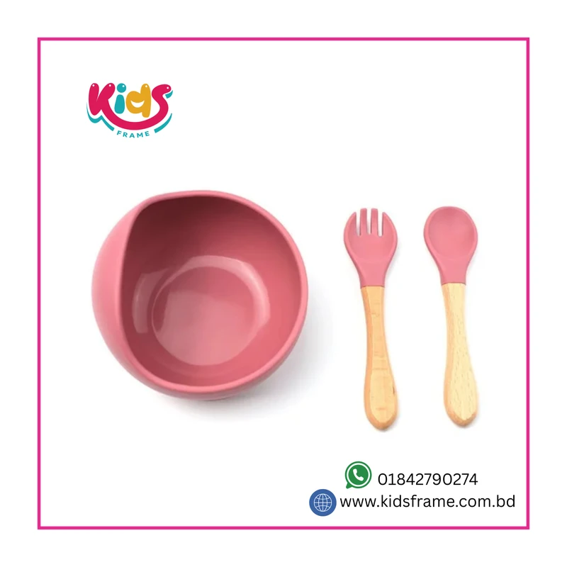 Baby Feeding silicone bowl set BPA Free (Rose Pink)