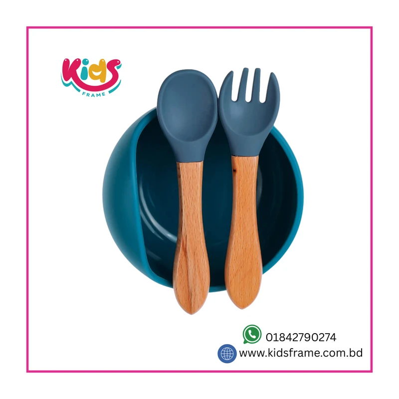 Baby Feeding silicone bowl set BPA Free (Deep Blue)