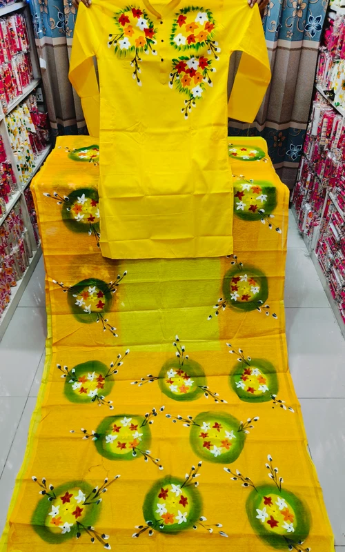 আজকের স্পেশাল অফারে হ্যান্ড প্রিন্ট কাপল ড্রেস