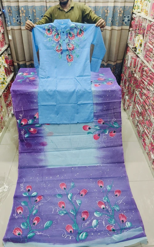 কম দামে সেরা মানের হ্যান্ড প্রিন্ট কাপল ড্রেস