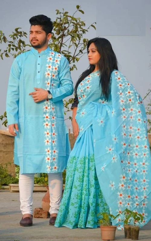 এক্সক্লুসিভ সেলে শাড়ি পাঞ্জাবির কাপল ড্রেস