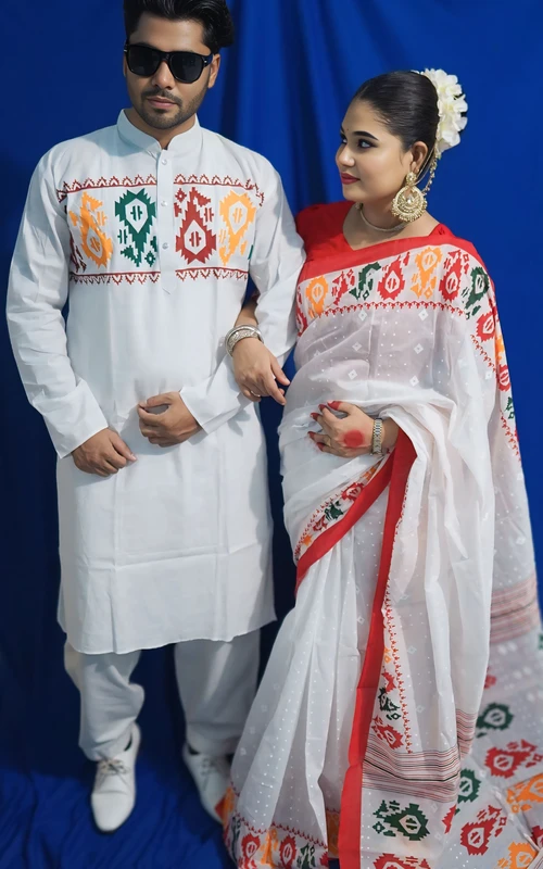 এক্সক্লুসিভ সেলে শাড়ি পাঞ্জাবির কাপল ড্রেস