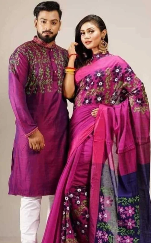 বাজারের সেরা দামে শাড়ি পাঞ্জাবির কাপল ড্রেস