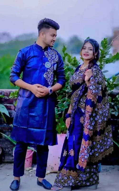 সবচেয়ে কম দামে শাড়ি পাঞ্জাবির কাপল ড্রেস