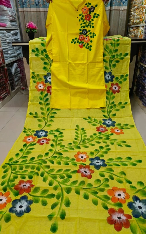 ভালোবাসার রঙে রঙিন হ্যান্ড প্রিন্ট কাপল ড্রেস