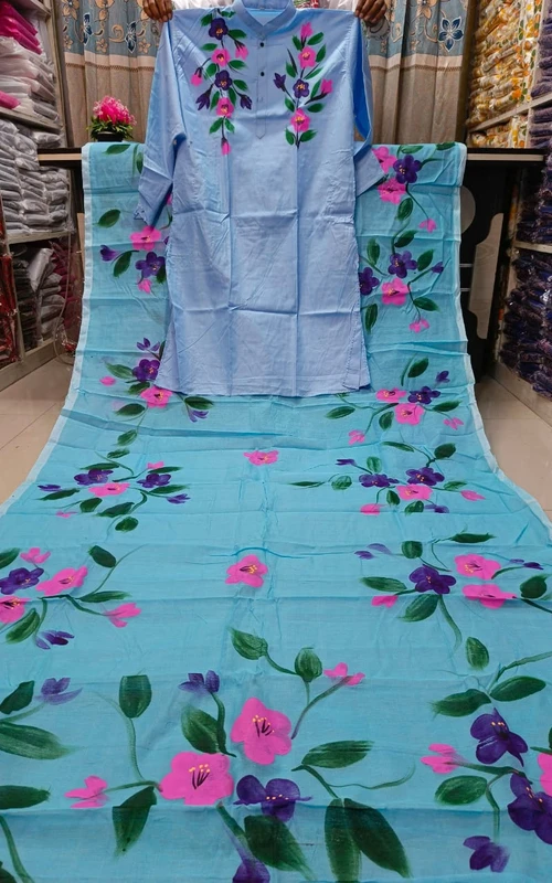 ভালোবাসার রঙে রঙিন হ্যান্ড প্রিন্ট কাপল ড্রেস