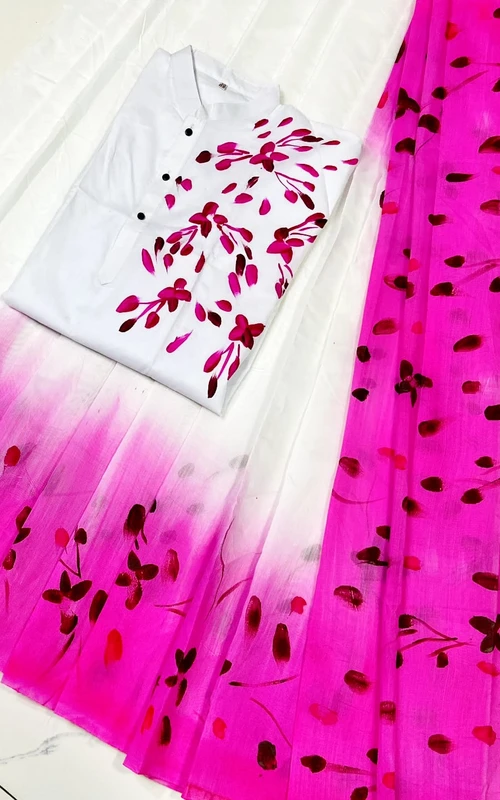কম দামে সেরা মানের হ্যান্ড প্রিন্ট কাপল ড্রেস