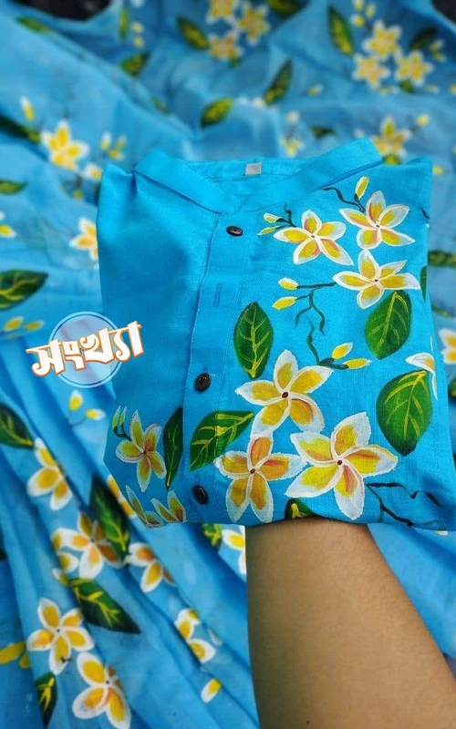 ভালোবাসার রঙে রঙিন হ্যান্ড প্রিন্ট কাপল ড্রেস