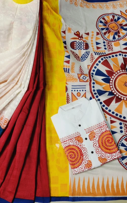 ট্রেন্ডি আর ইউনিক শাড়ি পাঞ্জাবির কাপল ড্রেস