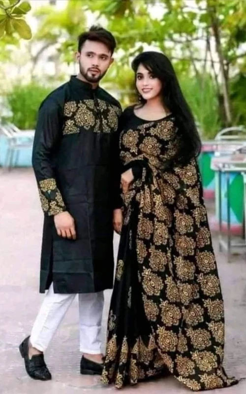 সবার নজর কাড়বে শাড়ি পাঞ্জাবির কাপল ড্রেস