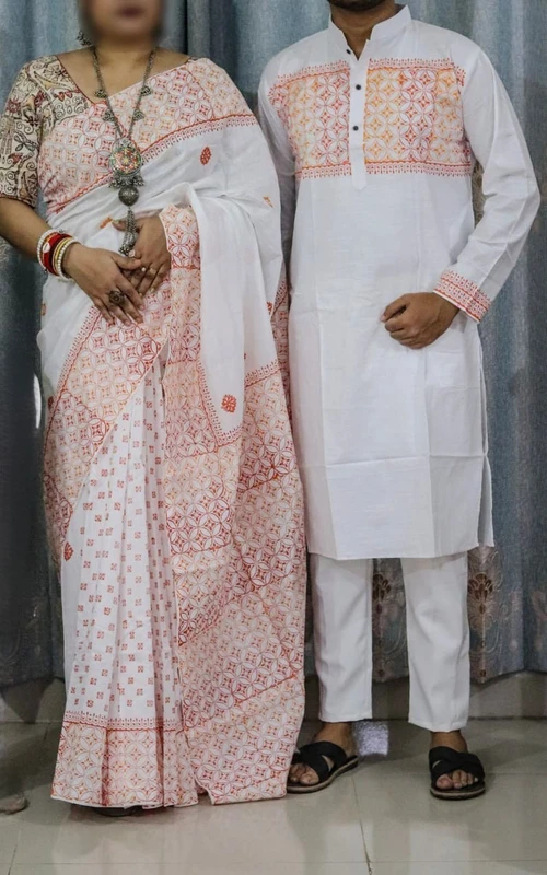 বাজারের সেরা দামে শাড়ি পাঞ্জাবির কাপল ড্রেস