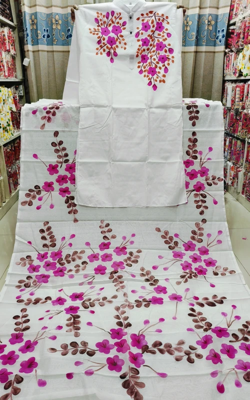 ভালোবাসার রঙে রঙিন হ্যান্ড প্রিন্ট কাপল ড্রেস