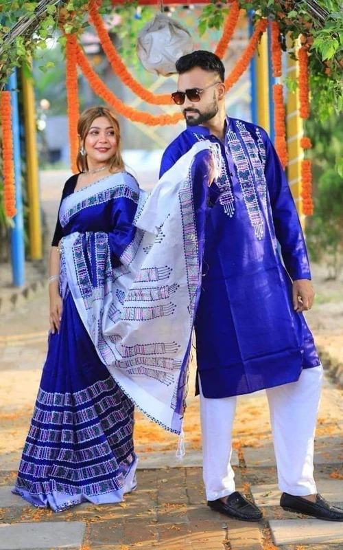 অসাধারণ সুন্দর নতুন শাড়ি পাঞ্জাবির কাপল ড্রেস